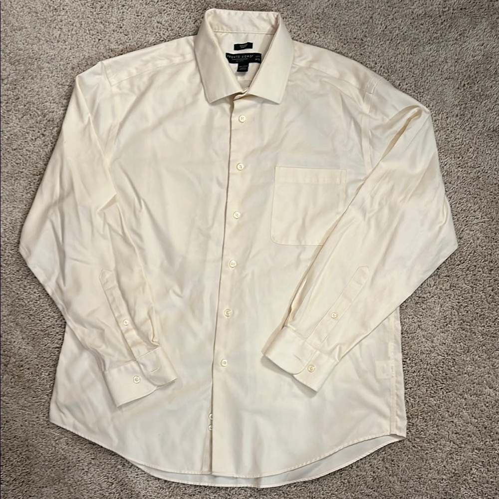 Pronto Uomo Cream Dress Shirt Long Sleeve Classic